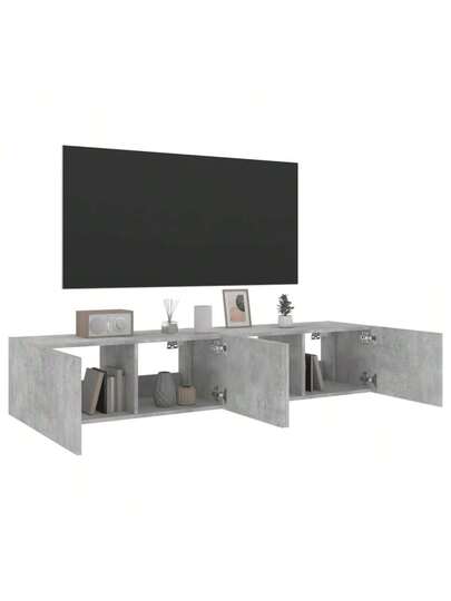 VidaXL TV Wand Units LED Lighting, stuks 80x35x31 Cm, Concrete Grijs view 6