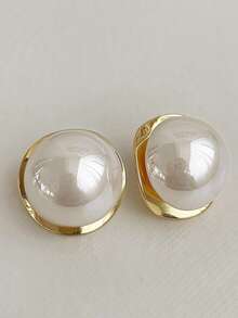 1 Pair Minimalist Luxurious High-End Personalized White Faux Pearl Geometric Everyday & Party Earrings For Women - White - View 5