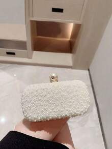 حقيبة كلاتش لؤلؤية، حقيبة كتف نسائية مربعة مع إغلاق ناعم، مناسبة للحفلات والزفاف، هدية مثالية للفتيات والسيدات