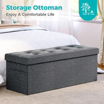 Storage Ottoman Bench Foldable With Lid End-Of-Bed Shoe Bench Toy Chest Padded Footstool For Bedroom Living Room Entryway Dorm, 76*38*38 Cm / 110*38*38 Cm