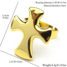 Cross Open Ring For Men Stainless Steel Gold Color Faith Catholic Amulet Male Adjustable Ring Jewelry Gifts - Ring - View 3