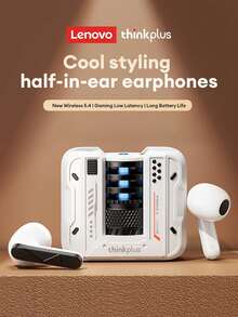 Lenovo Lenovo LP49 Bluetooth Earphones, Half-In-Ear Gaming & Music Dual Mode, 5.4 Smart Noise Cancellation, Long Lasting Battery, Ultra Cool Tech Design, Comfortable Fit For Smartphones & Laptops, Applicable For Huawei, Xiaomi