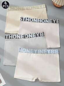 4pcs/Pack Men's Underwear, Simple & Fashionable Men's Boxer Briefs, Comfortable & Breathable Underwear Set