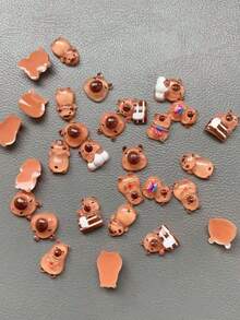 100/200/500个迷你水豚装饰品，树脂材质，适用于娃娃屋、工艺品、微型水豚，可用于仙女花园、娃娃屋、微型景观装饰，儿童艺术用品，返校季用品，男女童书包，学习用品 - 彩色 - 查看 7