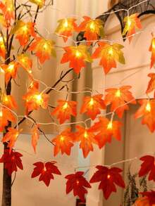 1 件枫叶 LED 灯串 - 温暖的秋日氛围装饰，适合感恩节、万圣节、情人节和家居装饰。电池供电的 PVC 灯串营造节日氛围，可用作感恩节装饰、万圣节彩灯、圣诞节装饰和秋季花环。用我们的感恩节枫叶灯串来庆祝秋天的美丽。这些灯饰采用逼真的秋叶图案，为您的感恩节装饰增添温暖和节日气氛，完美营造舒适温馨的氛围。 - 楓葉燈串 - 查看 2