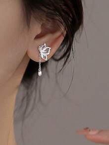 1pc Butterfly Hollowed-Out Flower Bud Chain Tassel Earrings Are The Best Gifts For Parties, Daily Life, Weddings, Festivals, Birthdays, Valentine's Day, Thanksgiving Day And Christmas