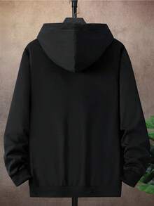 1pc Men's Casual Pullover Hoodie Sweatshirt, Minimalist Spring/Autumn Layering Top - Black - View 2