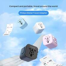 PHILIPS 通用旅行适配器（型号：SPB1013B/93）- 多功能国际电源适配器，配备欧盟、英国、美国、澳大利亚插头，适用于全球 200 多个国家和地区，兼容笔记本电脑、智能手机等更多设备 - 查看 3