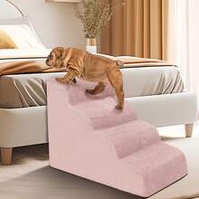Dog Stairs & Ramp - High-Density Foam Pet Steps, Extra-Wide Non-Slip Orthopedic Dog Ladder With Soft Foam Padding, For Injured/Senior Pets & Small Cats To Access High Beds/Couches - Pink - View 6
