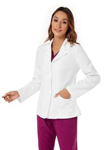 Bata de laboratorio de manga larga con botones y bolsillo de unicolor - Blanco - Ver 7