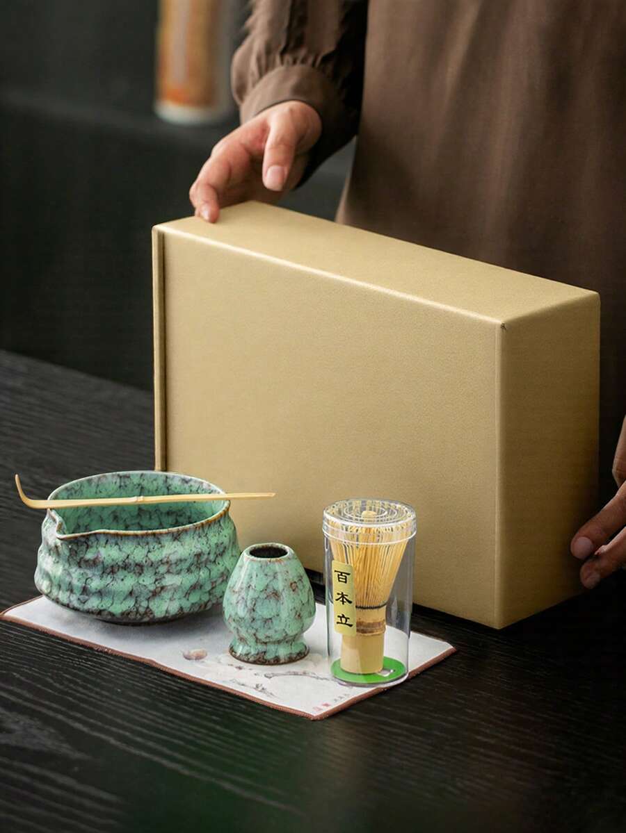 1 pieza/4 piezas Tazón de Matcha Raku, Accesorios de Juego de Té Cerámico, Batidor de Matcha, Cepillo de Té, Revolvedor de Té Japonés, Juego de Té para el Hogar, Diseño de Bambú, Estilo Minimalista, Construcción Durable, Bambú Natural, Accesorios de Té, Utensilios de Bambú, Regalo Perfecto para Amantes del Té, Regalo Ideal para Ceremonia, Decoración Tradicional, Ceremonia de Matcha