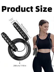 LMMAKE 1PC Premium Adjustable Jump Rope: High-Speed Ball Bearing Design For Daily Fitness Workouts, Perfect For Home, Gym And Outdoor Use. Suitable For All Fitness Enthusiasts. - Black - View 4