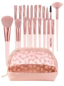 47/21/22/2/1件套化妆刷和化妆海绵组合套装，包含卸妆粉扑、化妆包、眼影刷、眉刷、粉底刷、散粉刷、腮红刷、遮瑕刷和高光刷，采用超柔软优质合成毛，适合日常面部彩妆。套装包含化妆刷、化妆工具、全套化妆工具、化妆刷套装、全套化妆工具、化妆工具套装、化妆礼盒套装。 - 粉色 - 查看 14