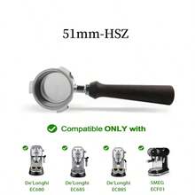 51毫米无底三嘴式手柄，不锈钢材质，适用于Dedica EC680、EC685和EUPA咖啡机，包含不锈钢双份咖啡粉篮 - 彩色 - 查看 4