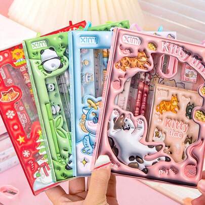 1 Bộ 6 Hộp Quà Tặng Văn Phòng Phẩm Giáng Sinh, Bộ Văn Phòng Phẩm Cầm Tay Chất Lượng Cao Với Họa Tiết Ông Già Noel & Tuần Lộc Thiết Kế Ngày Lễ, Quà Tặng Giáng Sinh Hoàn Hảo Cho Học Sinh