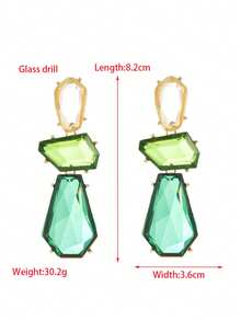 ZAA Retro Resin Earrings, 2025 New Retro Color Resin Earrings Asymmetrical Exaggerated Transparent Resin Inlaid Earrings