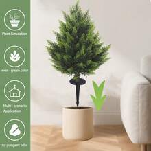 60CM Artificial Cedar Topiary Ball Trees With Ground Spike, Faux Cypress Plants UV Resistant Artificial Pine Shrubs Fake Bushes For Outdoor Indoor Front Porch Garden(Set Of 2) - 綠色 - 查看 3