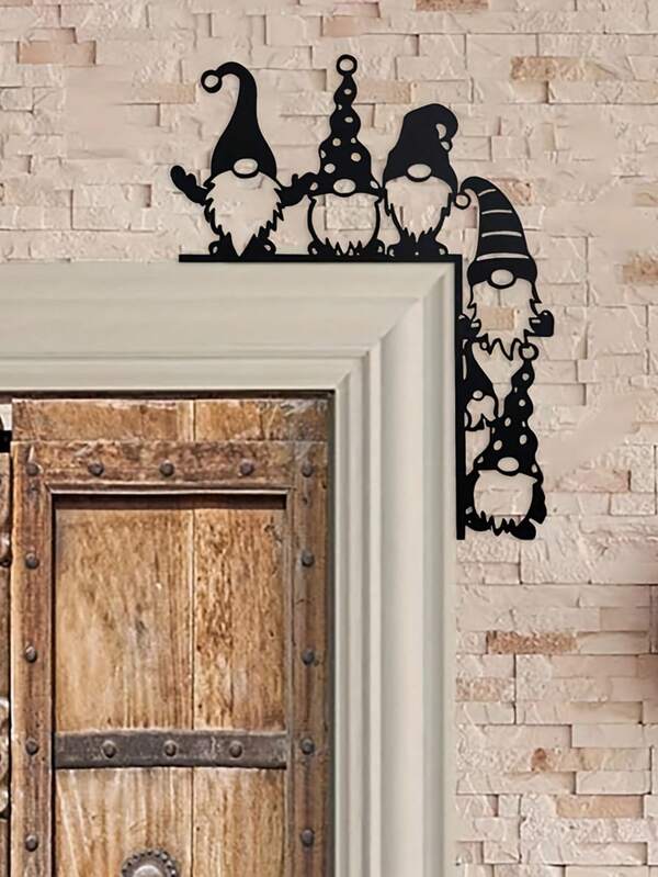 1 Stück Eisen Weihnachtsmann Wichtel Tür Ecke Dekoration - Schwarze Tür Montage Weihnachtsmann ohne Gesicht Hängeschild, Multifunktionale dekorative Plakette für Weihnachten und Erntedankfest, Festdekoration, Raumdekoration, Heimdekoration, Bürodekoration, Themenfestdekoration, Weihnachtsdekoration Winterdekoration