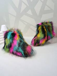 Stivali da neve per bambini, stivali alla caviglia con suola spessa e fodera calda per bambini piccoli/bambini, unisex, autunno/inverno - Multicolore - Visualizzare 9