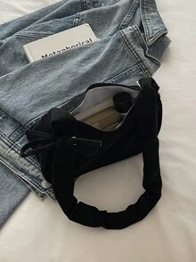 Women's Casual Solid Color Minimalist Shoulder Bag - Black - View 7