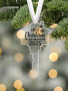 Il nostro primo Natale nella nostra nuova casa 2025, decorazione appesa in acrilico trasparente a forma di chiave, regalo di inaugurazione della casa, regalo di trasloco per famiglia/amici, decorazione per feste natalizie e di casa, ornamento natalizio per l'albero di Natale