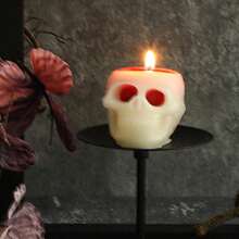 Velas de Halloween, Velas de calavera sangrante y fantasma de 2.5 pulgadas (negro y blanco), Decoraciones de esqueleto, Velas con sangre goteando para decoración gótica de Halloween para fiestas espeluznantes