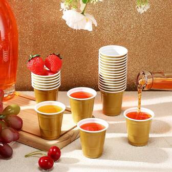 10/25/50/100个装可重复使用迷你小酒杯，2盎司子弹形杯，适用于派对，可用于盛装烈酒、鸡尾酒、葡萄酒、调味品、小吃、果汁。适合任何派对！