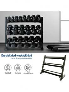 Rack Mancuerna 5 A 44lbs 3 Niveles Fitness Gimnasio Estante - Negro - Ver 6