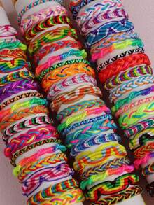 10/20 piezas Pulsera de cuerda tejida a mano para niña, moda, colorida, cuerda de la suerte, regalo diario para amigos, accesorios de joyería