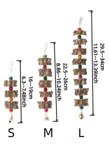 1入隨機多彩胡椒木鳥玩具,適合鸚鵡、倉鼠、兔子和其他小動物,家用掛籠玩具 - 彩色 - 查看 3