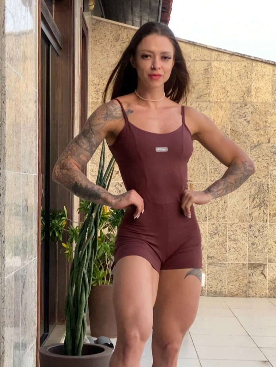 Beline Brown Romper - Rust Brown - View 1