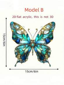手工制作的彩色玻璃蝴蝶花园捕光器 - 装饰性悬挂窗饰，送给最好的朋友、乔迁、圣诞节假期的独特手工礼物 - 动物主题装饰 - 彩色 - 查看 3