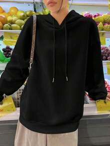 Winter Clothes For WomenCasual Simple Leopard Print Bow Sweatshirt, White Long Sleeve Oversized Hoodie For Women, Thick Plush For Fall/Winter,Long Sleeve Tops Autumn And WinterLoose And Comfortablesudaderas De Mujer - 黑色 - 查看 4