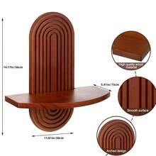 1 pieza/2 piezas Estantes de pared de arcoíris de madera bohemio, estante colgante bohemio, estantería de pared para libros para sala de estar, baño, dormitorio, aula, oficina, decoración de pared