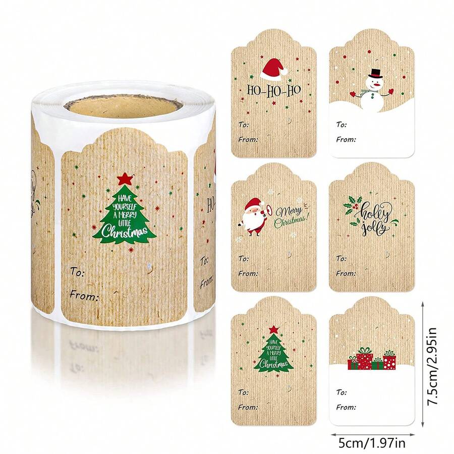 300pcs/600pcs Christmas Gift Tags, Santa Claus Gift Tags Stickers, Snowman Gift Tags Stickers, Self-Adhesive Christmas Tags Stickers, Christmas Gift Wrapping Labels, Christmas, Christmas Decorations, Christmas Pajamas, Christmas Gifts, Christmas Decor