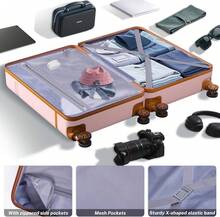 YSTYLE LONG VACATION 5-Piece Travel Luggage Set With ABS+PC Hard Shell Carry-On Suitcase, Spinner Wheels And YKK Zipper With TSA Lock - Pink - View 8