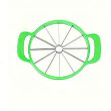 Stainless Steel Watermelon Slicer, Manual Fruit Cutter With Green Handle, Round Slicer Design, Kitchen Gadget For Home & Restaurant Use, No Power Supply Needed