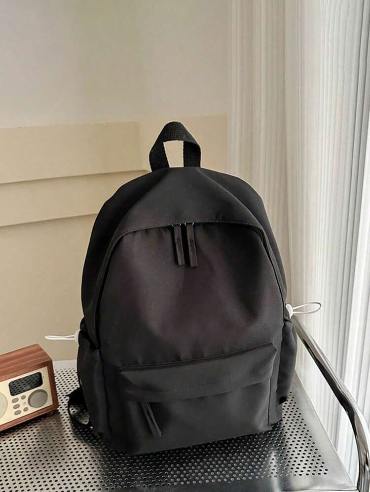 1 Peça Mochila Clássica Básica Sólida e Estilosa de Volta às Aulas, com Compartimento para Laptop, Alças Ajustáveis e Múltiplos Bolsos Espaçosos, Bolsa Estudantil Leve de Alta Capacidade para Uso Casual, Viagens, Escola e Volta às Aulas, Perfeita para Adolescentes/Estudantes/Formandos, Disponível em Várias Cores - A - Visão 13