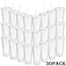10/20/30/60 Pack Reusable 24oz Cups With Lids And Straws - Iced Coffee Cups, Plastic Travel Cups, Suitable Smoothies And Juices - Birthday Parties, Father's Day, Mother's Day Valentine's Day Halloween Christams Presents - trong suốt - Xem 12