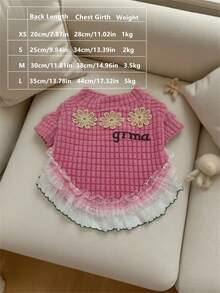 Adorable Pink Dog Dress With Lace & Flower Embroidery, Fashion Pet Outfit For Daily & Party Wear, Ideal Xmas & Halloween Gift For Small Dog Owners