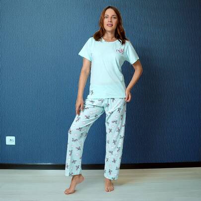Pijama Mujer Dos Piezas en Azul Cielo o Melón | Women's Pajama Set, Sleepwear y Ropa de Casa Cómoda