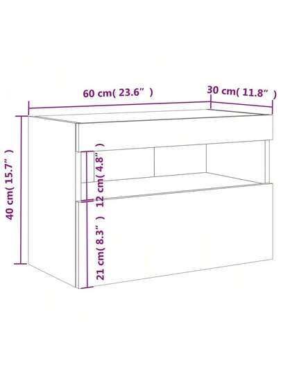 VidaXL TV Wand Unit LED Lighting 60x30x40 Cm Grijs Sonoma view 2