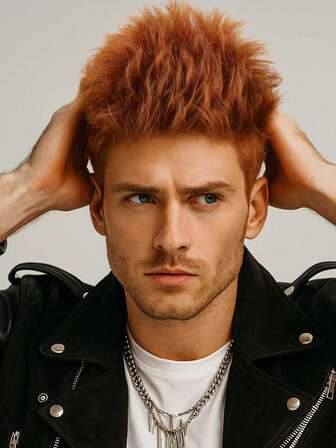 男士短假发 6 英寸 男士短款自由分缝时尚假发 蓬松逼真自然头套 合成假发 适合日常或分缝佩戴 四季皆宜