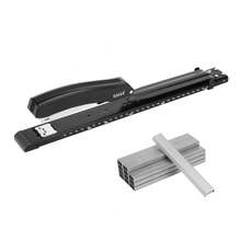 Eagle Long Reach Stapler With 5000 26/6 Staples, Full Strip, 20 Sheet Capacity, With Built-In Ruler And Adjustable Locking Paper Guide, Black