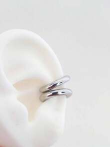 2pcs Gold & Silver Metallic Earring Set, For Women - Silver - View 4