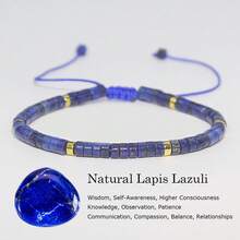 1 pieza Pulsera ajustable con cuentas y espaciador de oro de 4*2 de lapislázuli natural de estilo bohemio, adecuada para uso diario en todas las estaciones. Sirve como un regalo ideal que se cree que trae buena suerte y prosperidad. Además, es un elemento de moda imprescindible para la fotografía al aire libre.