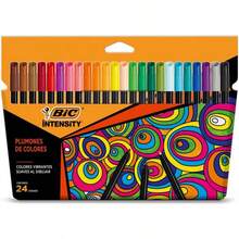 BIC, Plumones de Colores, Intensity, Punta Fina de Bala, Colores Vibrantes y Ultra Vivos, Suaves al Dibujar, Ideal para Escritura, Lettering y Creatividad, 24 Unidades - 1 - Ver 1