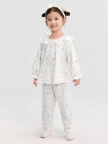 Balabala Bộ đồ ngủ bé gái mùa thu 2025 - Đồ mặc nhà và đi chơi dễ thương cho bé mới biết đi - tông màu hồng - Xem 1