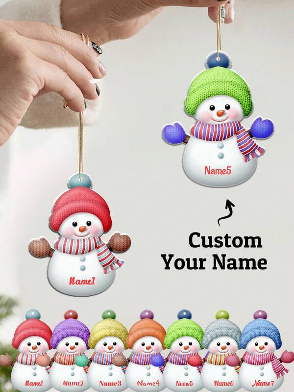 Custom Christmas Decorations With Name, Personalized Christmas Tree Decorations, Customized Christmas Ornaments, Customizable Christmas Gifts, Acrylic Snowman Pendant, Diy Ornaments, Christmas, Party Decorations, Living Room Decor, Bag Charms, Outdoor, Garden, Room Decor, Boys, Girls, Mom, Family