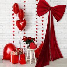 1 件巨型豪华蝴蝶结装饰 - 80x150 厘米缎面婚礼拱门背景套件，带飘逸丝带，适用于婚礼、新娘送礼会、单身派对、生日、圣诞派对装饰（红色/粉色）